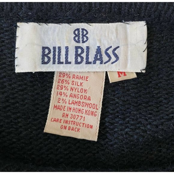 Vintage Bill Blass Medium Womens Black Silk‎ Angora Wool Knit Sweater - Picture 5 of 5
